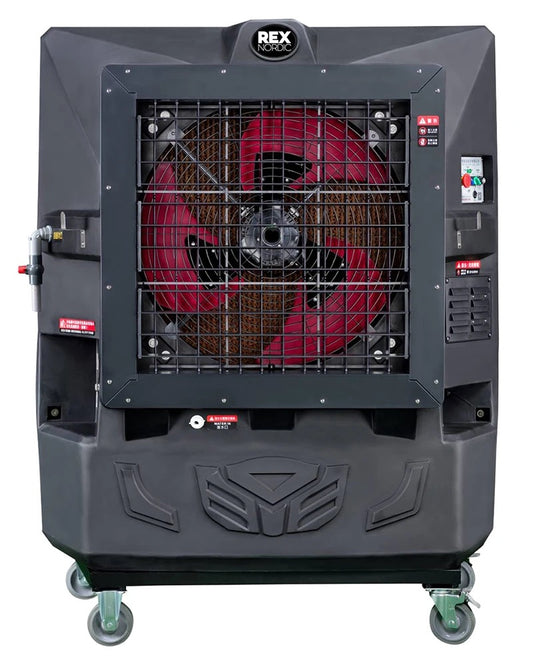 REX25000 Air Cooler Cooling capacity: 250 m² Water Reservoir: 170 l Power Consump. (Max): 850 W (±10%)