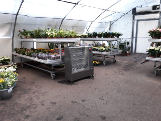 Flower friendly Airrex AH-300 infrared heater solves greenhouse heating problem
