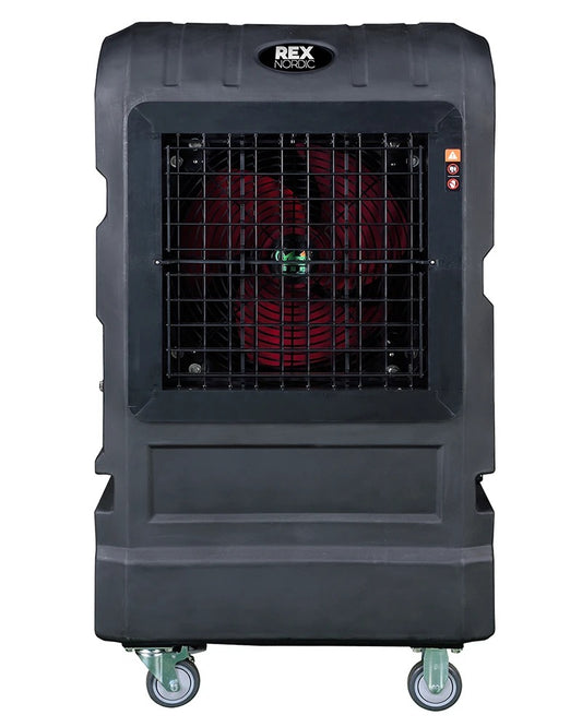 REX14000 Air Cooler Cooling capacity: 120 m² Water Reservoir: 60 l Power Consump. (max): 510 W (±10%)